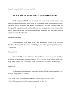 Minggu ke 5 Pengenalan HTML dan Tag tag dasar HTML