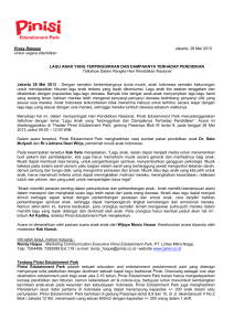 Press Release Jakarta, 28 Mei 2013 Untuk segera diterbitkan LAGU