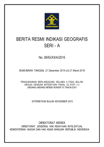 Berita Resmi Indikasi Geografis No. 09/IG/XII/A/2015