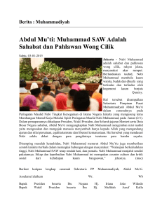 Abdul Mu`ti: Muhammad SAW Adalah Sahabat