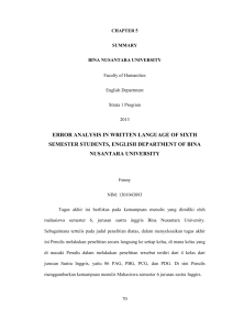 1 CHAPTER 5 SUMMARY BINA NUSANTARA UNIVERSITY Faculty