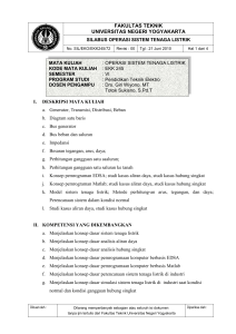 Silabus Operasi Sistem Tenaga Listrik