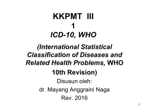 Pengkodean Klinis berdasarkan ICD-10, WHO