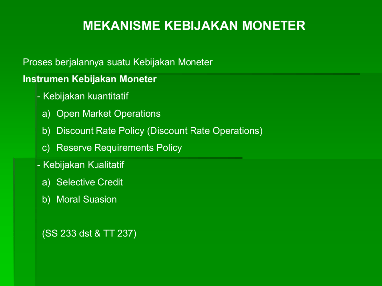 Instrumen Kebijakan Moneter