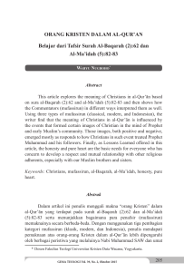 ORANG KRISTEN DALAM AL-QUR`AN Belajar dari Tafsir Surah Al