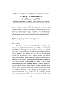 MEMAHAMI TIPE DAN KARAKTER KONSUMEN UNTUK