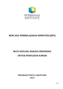 (RPS) MATA KULIAH: BAHASA INDONESIA UNTUK