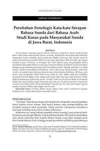 Perubahan Fonologis Kata-kata Serapan Bahasa Sunda dari