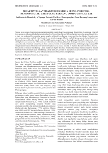 2460-0156 bioaktivitas antibakteri ekstrak spons - Journal