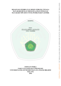 desain dan pembuatan mesin stirling tenaga matahari dengan