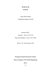 MAKALAH SUKUK Tugas Mata Kuliah Lembaga Keuangan Syariah
