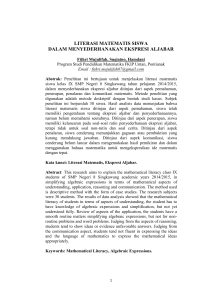 literasi matematis siswa dalam menyederhanakan ekspresi aljabar