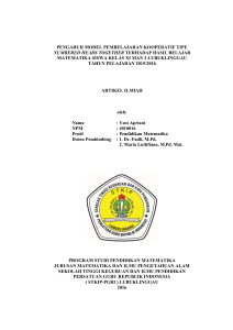 PENGARUH MODEL PEMBELAJARAN KOOPERATIF TIPE