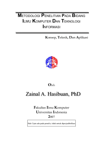 METODOLOGI PENELITIAN PADA BIDANG ILMU KOMPUTER DAN