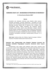 sarbanes oxley act, mungkinkah diterapkan di indonesia