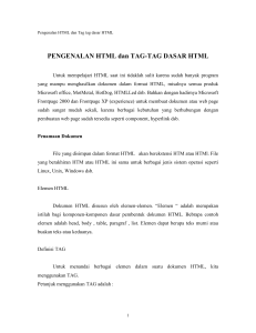 Minggu ke 5 Pengenalan HTML dan Tag tag dasar HTML