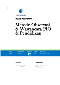 Modul Metode Observasi dan Wawancara PIO dan Pendidikan [TM12].