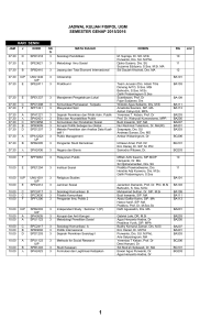 JADWAL KULIAH FISIPOL UGM