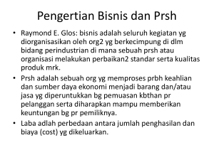 Pengertian Bisnis dan Prsh