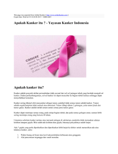 Apakah Kanker itu ? - Yayasan Kanker Indonesia : Artikel Kanker