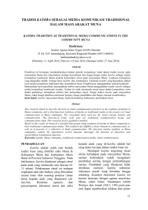 tradisi katoba sebagai media komunikasi tradisional dalam