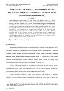 Aspek Hukum Peradilan Adat di Indonesia Periode