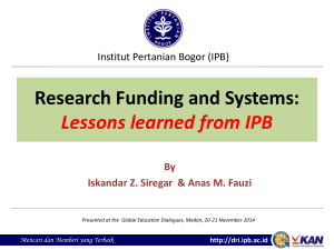 Research Funding and Systems: Lessons learned