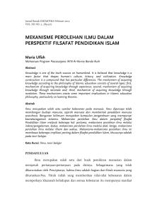 mekanisme perolehan ilmu dalam perspektif filsafat pendidikan islam