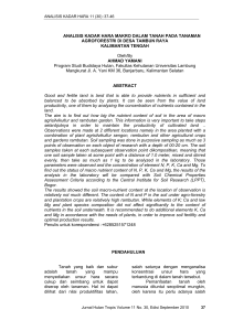 ANALISIS KADAR HARA MAKRO DALAM TANAH PADA TANAMAN
