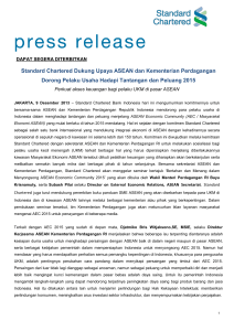 Standard Chartered Dukung Upaya ASEAN dan Kementerian