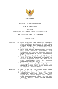 gubernur bali peraturan daerah provinsi bali nomor 1 tahun 2017