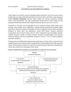 KONSEP DASAR EKONOMI MANAJERIAL Tidak Sedikit teori