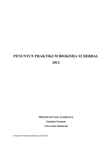 PENUNTUN PRAKTIKUM BIOKIMIA S2 HERBAL 2012 PROGRAM