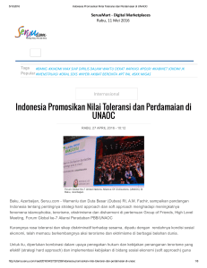 Indonesia Promosikan Nilai Toleransi dan Perdamaian di UNAOC