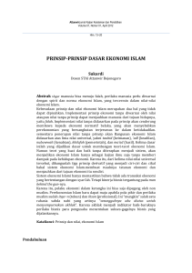 prinsip-prinsip dasar ekonomi islam