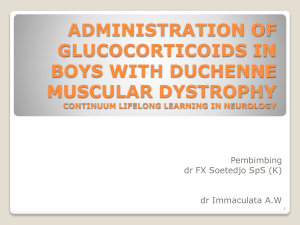 administration of glucocorticoids in boys with duchenne muscular