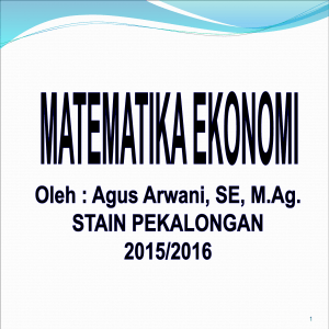 Matematika Ekonomi dan Ekonometrika