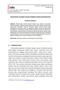 penalaran aljabar dalam pembelajaran matematika