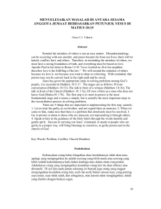 menyelesaikan masalah di antara sesama anggota jemaat