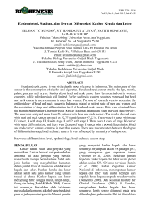 Epidemiologi, Stadium, dan Derajat Diferensiasi Kanker Kepala dan