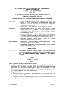 keputusan menteri tenaga kerja dan transmigrasi republik indonesia