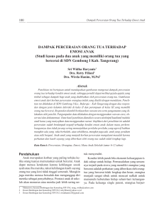 DAMPAK PERCERAIAN ORANG TUA TERHADAP EMOSI ANAK