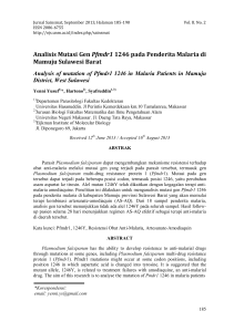 Analisis Mutasi Gen Pfmdr1 1246 pada Penderita