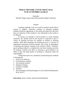 peran metode untuk mencapai tujuan pembelajaran