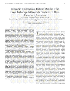 Pengaruh Fragmentasi Habitat Dengan Trap Crop