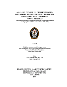 analisis pengaruh current ratio, inventory turnover, debt to