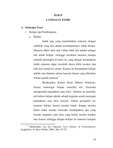 10 BAB II LANDASAN TEORI A. Deskripsi Teori 1. Belajar dan