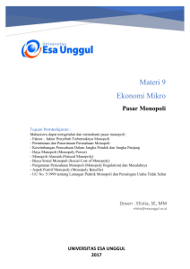 Materi 9_Pasar Monopoli - Universitas Esa Unggul