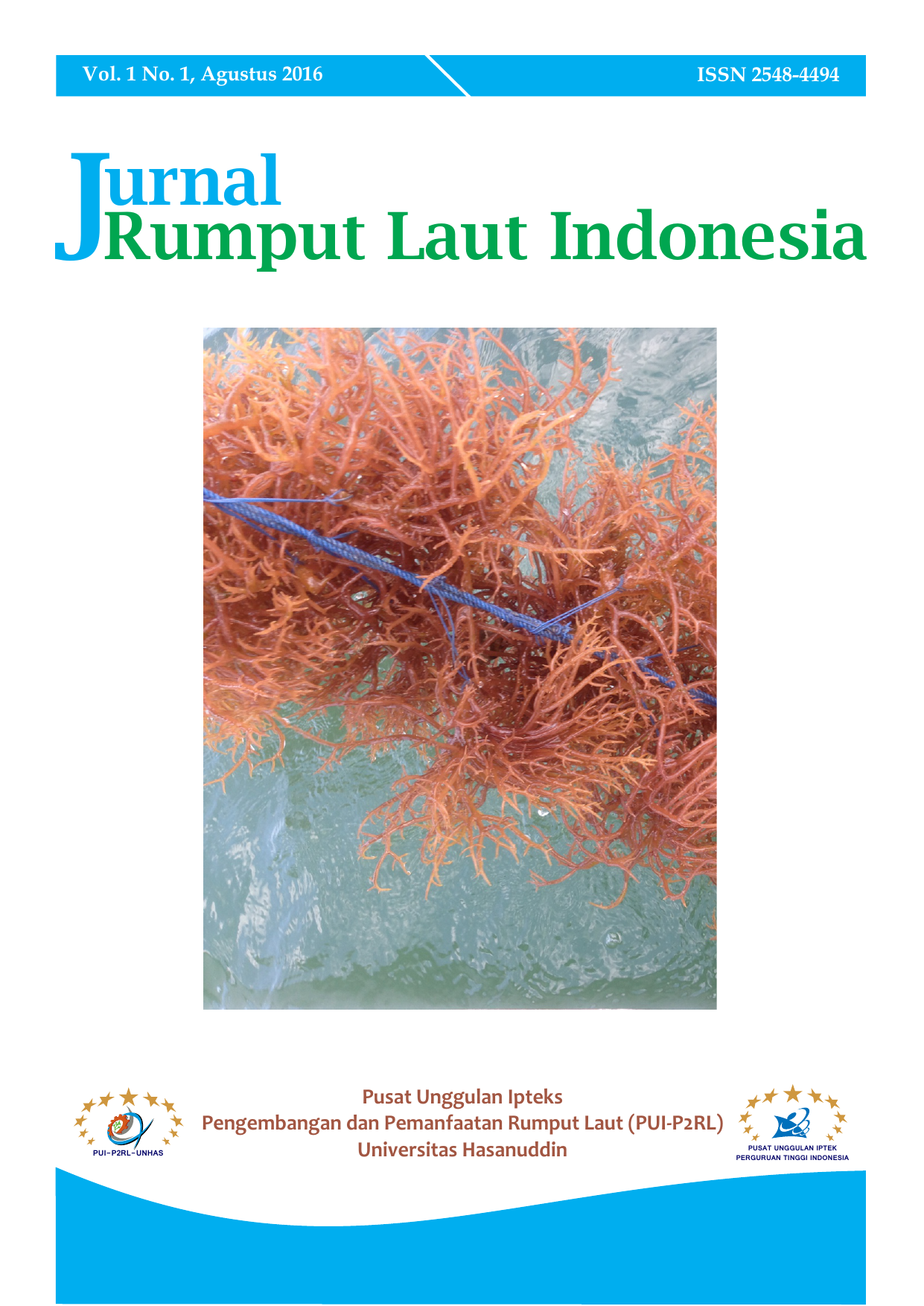 Cover Jurnal Vol 1 No 1.cdr Jurnal Rumput Laut Indonesia