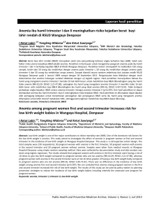 Laporan hasil penelitian Anemia ibu hamil trimester I